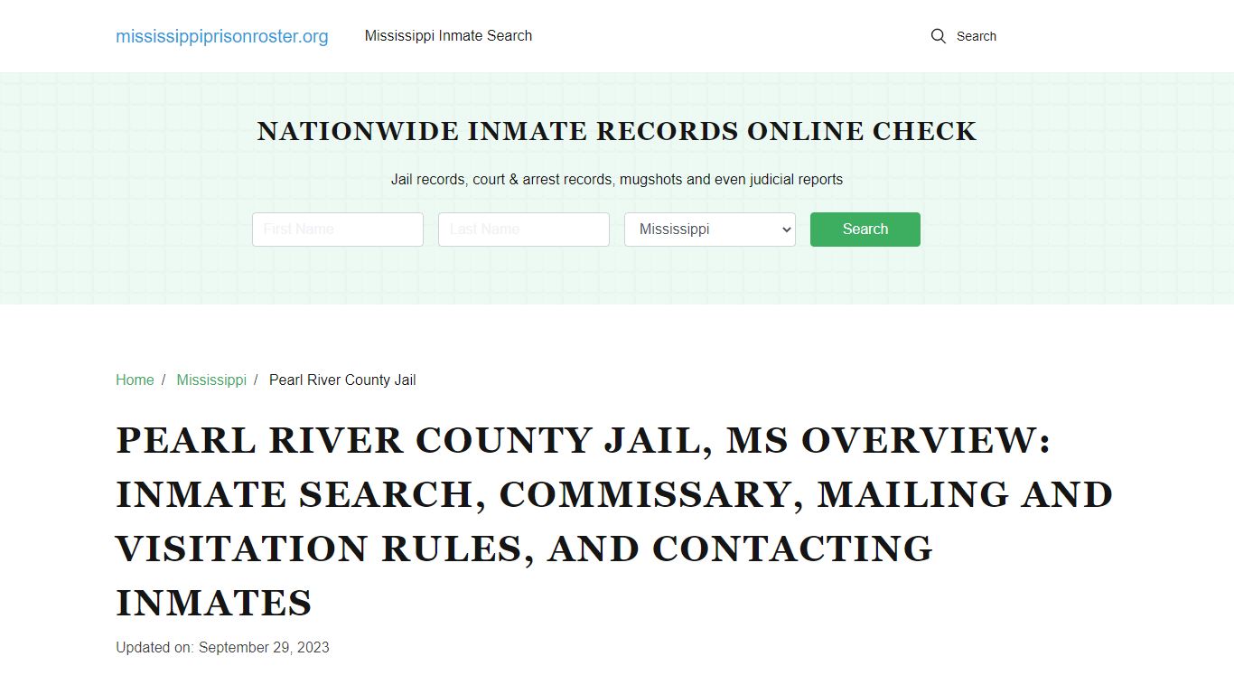 Pearl River County Jail , MS Overview: Inmate Search, Commissary ...